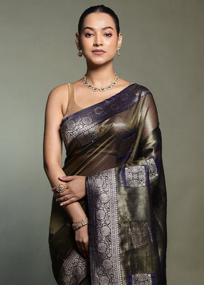 Black Tissue Silk Saree With Blouse Piece