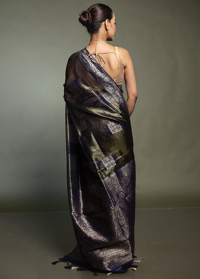 Black Tissue Silk Saree With Blouse Piece
