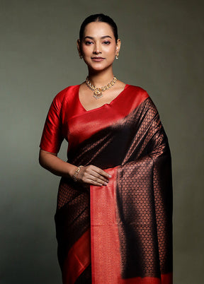 Black Dupion Silk Saree With Blouse Piece