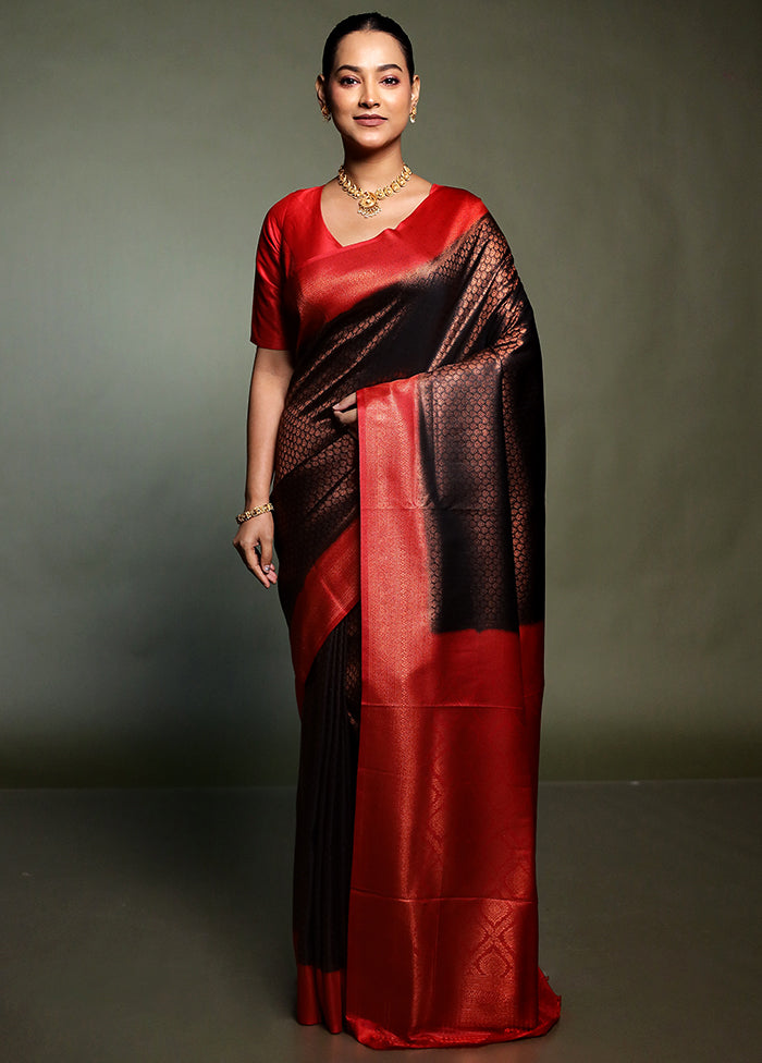 Black Dupion Silk Saree With Blouse Piece