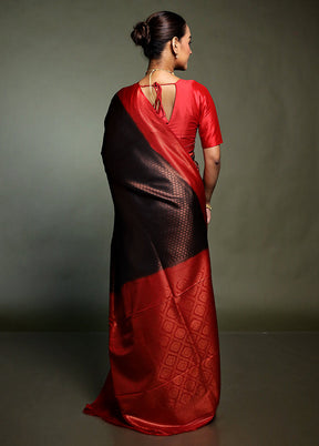 Black Dupion Silk Saree With Blouse Piece