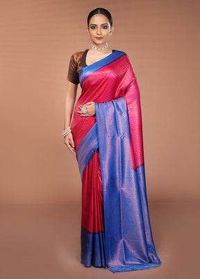Pink Dupion Silk Saree With Blouse Piece