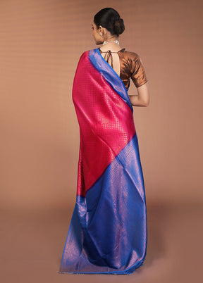 Pink Dupion Silk Saree With Blouse Piece