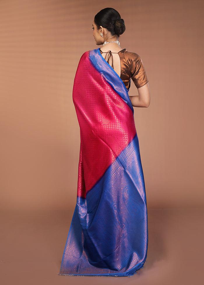 Pink Dupion Silk Saree With Blouse Piece