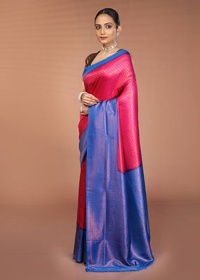 Pink Dupion Silk Saree With Blouse Piece