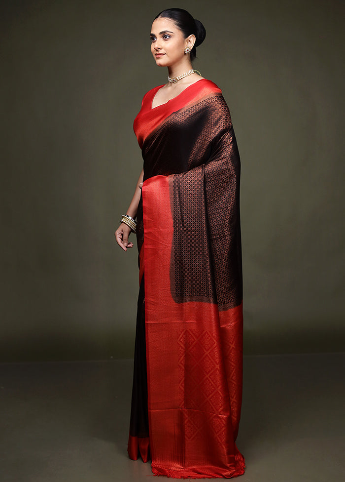 Black Dupion Silk Saree With Blouse Piece