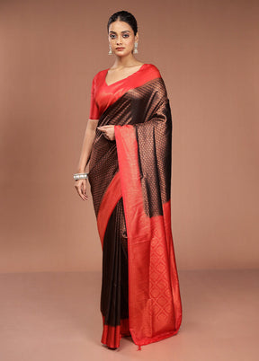 Black Dupion Silk Saree With Blouse Piece