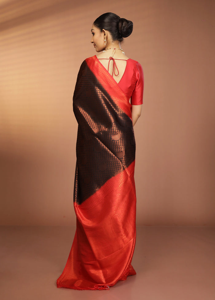 Black Dupion Silk Saree With Blouse Piece