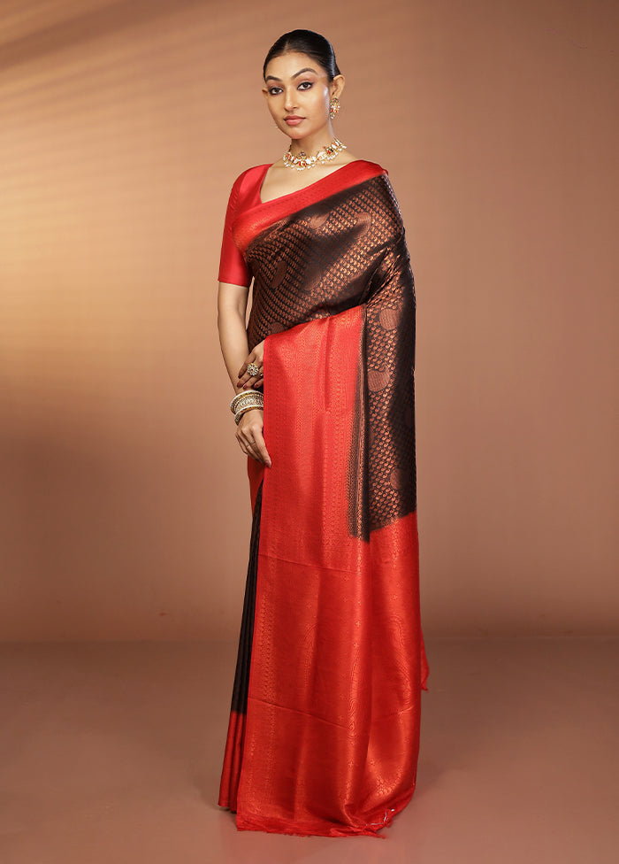 Black Dupion Silk Saree With Blouse Piece