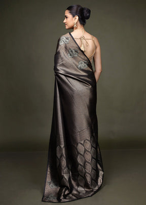 Black Dupion Silk Saree With Blouse Piece