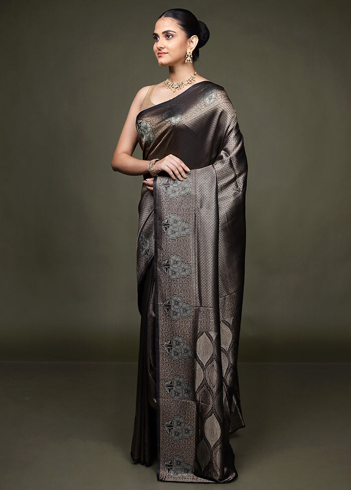 Black Dupion Silk Saree With Blouse Piece