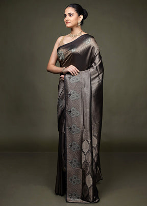 Black Dupion Silk Saree With Blouse Piece