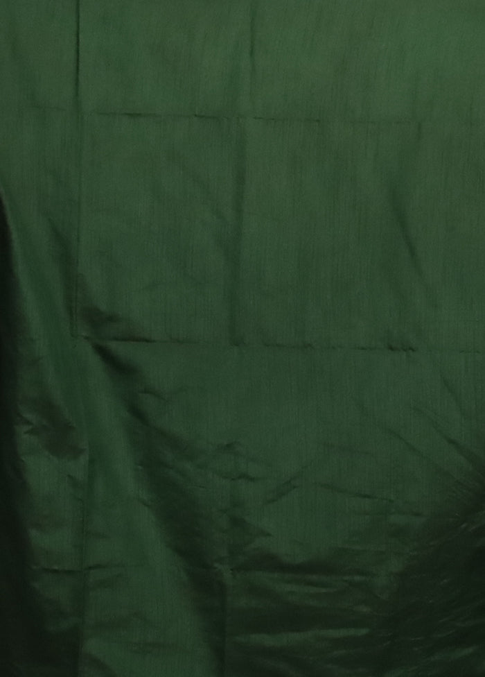 Green Dupion Silk Saree With Blouse Piece
