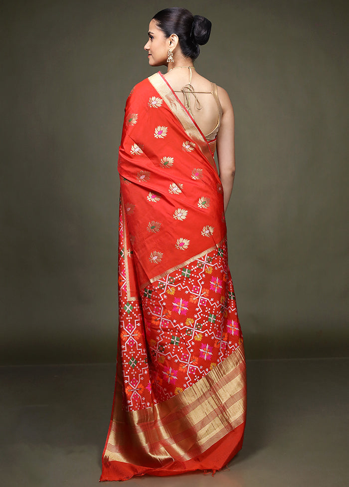 Red Dupion Silk Saree With Blouse Piece