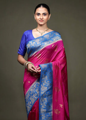 Pink Dupion Silk Saree With Blouse Piece
