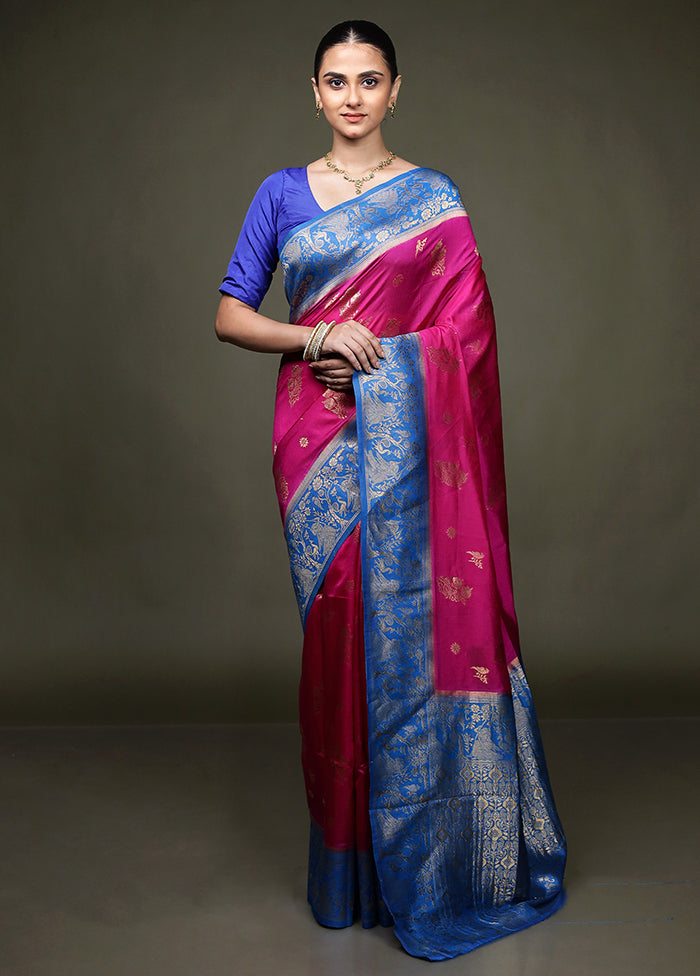 Pink Dupion Silk Saree With Blouse Piece