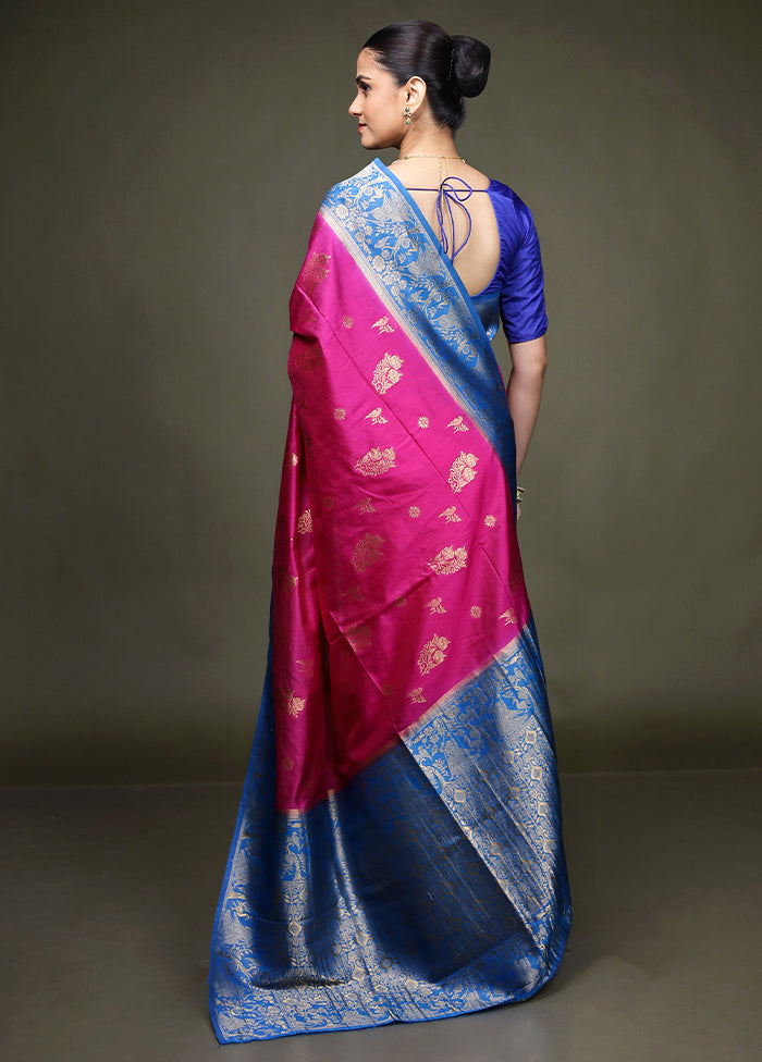 Pink Dupion Silk Saree With Blouse Piece