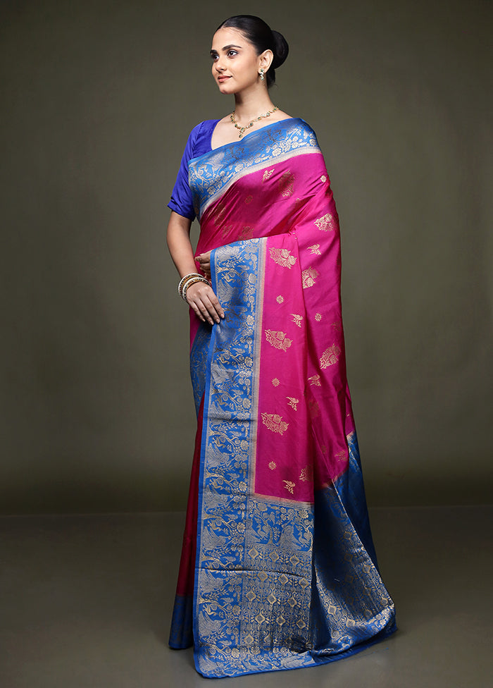 Pink Dupion Silk Saree With Blouse Piece
