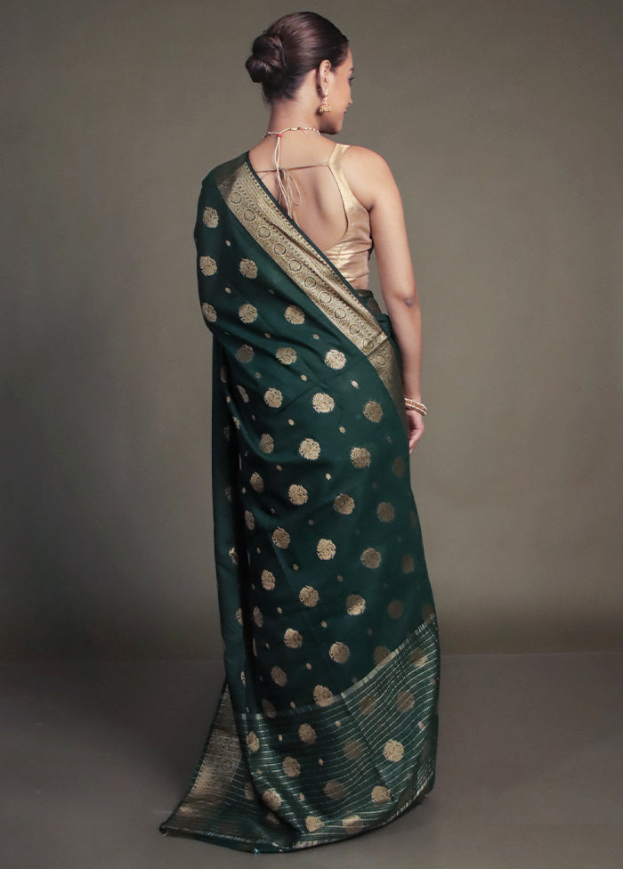 Green Dupion Silk Saree With Blouse Piece