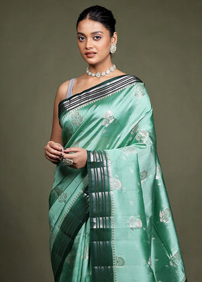 Green Handloom Dupion Pure Silk Saree With Blouse Piece