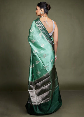 Green Handloom Dupion Pure Silk Saree With Blouse Piece