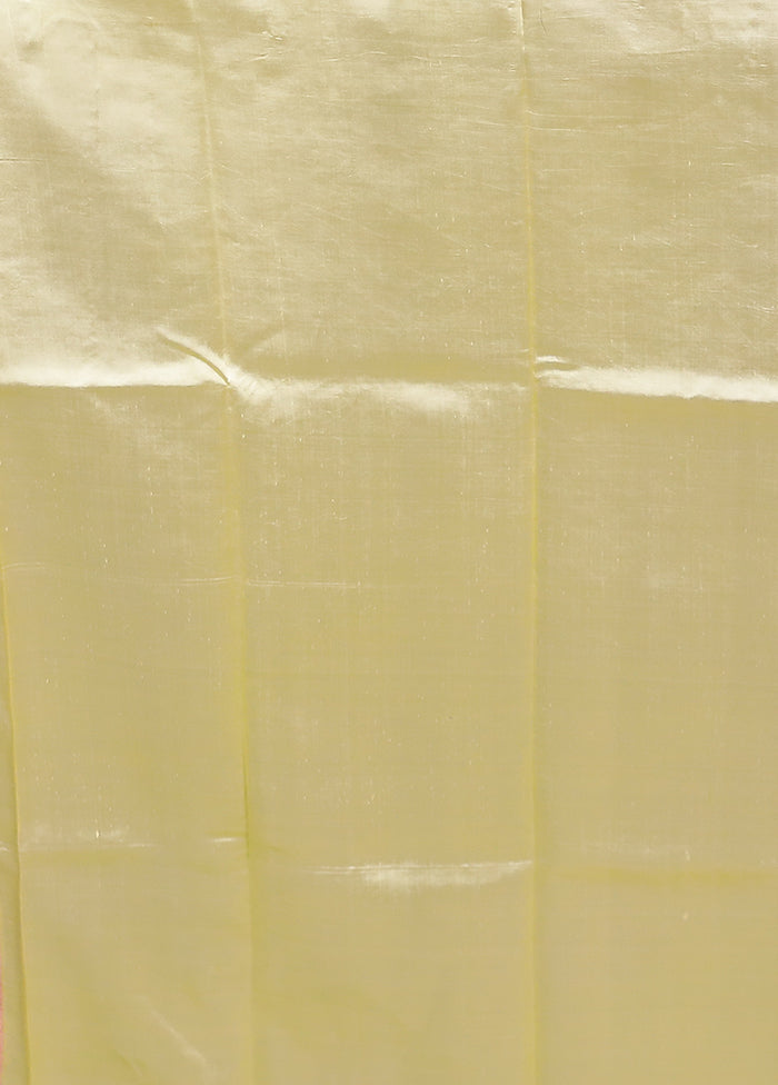 Cream Handloom Dupion Pure Silk Saree With Blouse Piece