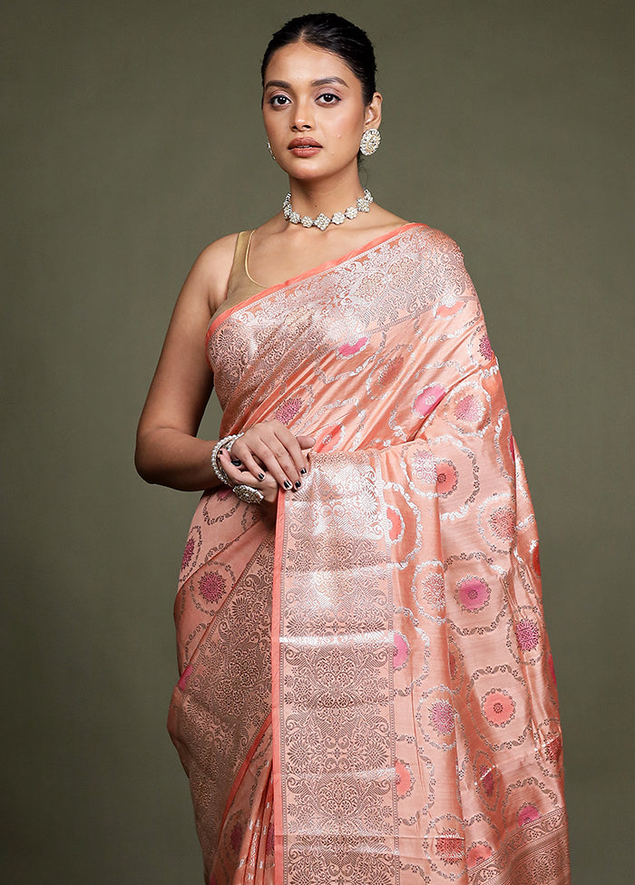 Pink Handloom Dupion Pure Silk Saree With Blouse Piece