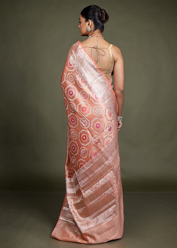 Pink Handloom Dupion Pure Silk Saree With Blouse Piece
