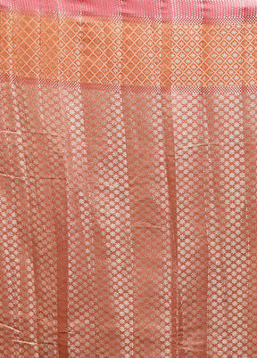 Pink Handloom Dupion Pure Silk Saree With Blouse Piece