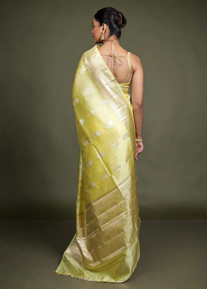 Yellow Handloom Dupion Pure Silk Saree With Blouse Piece