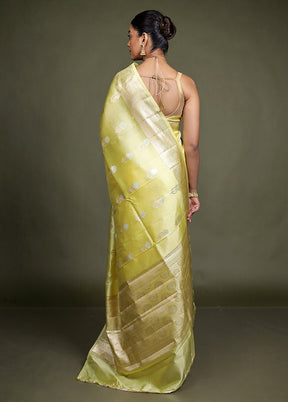 Yellow Handloom Dupion Pure Silk Saree With Blouse Piece