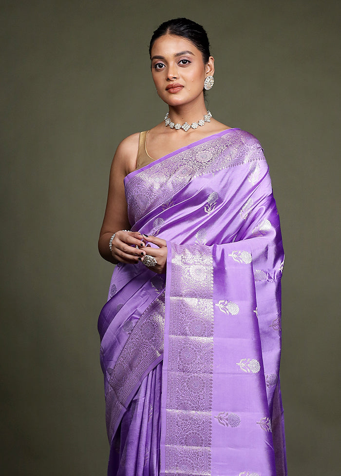 Purple Handloom Dupion Pure Silk Saree With Blouse Piece