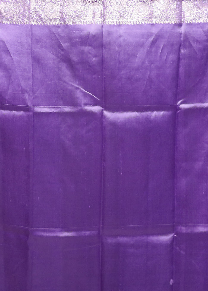 Purple Handloom Dupion Pure Silk Saree With Blouse Piece