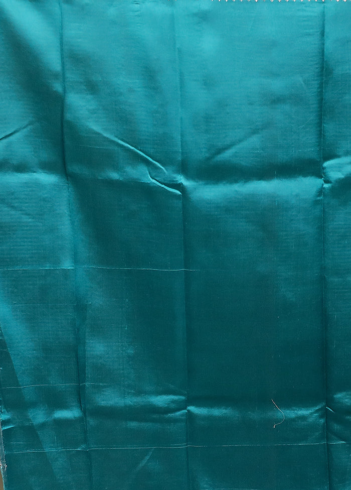 Green Handloom Dupion Pure Silk Saree With Blouse Piece
