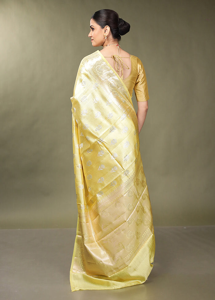 Cream Handloom Dupion Pure Silk Saree With Blouse Piece