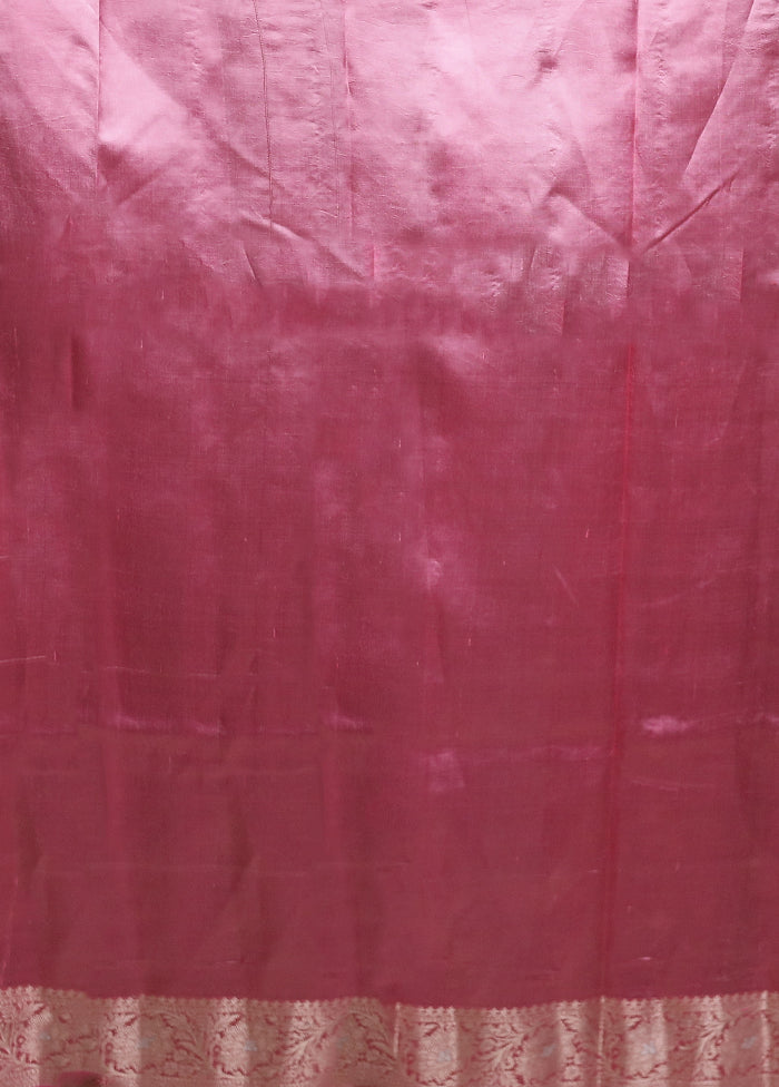 Pink Handloom Dupion Pure Silk Saree With Blouse Piece