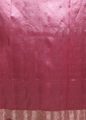 Pink Handloom Dupion Pure Silk Saree With Blouse Piece