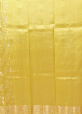 Yellow Handloom Dupion Pure Silk Saree With Blouse Piece