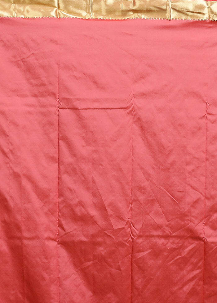 Pink Kanjivaram Silk Saree With Blouse Piece