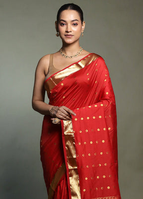Red Kanjivaram Silk Saree With Blouse Piece