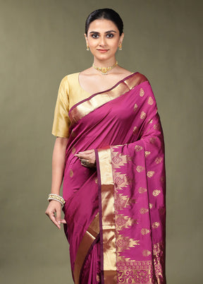 Pink Kanjivaram Silk Saree With Blouse Piece