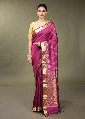 Pink Kanjivaram Silk Saree With Blouse Piece