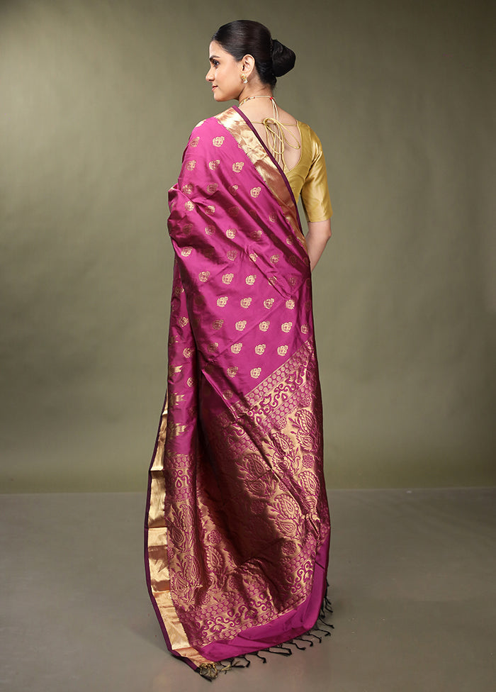 Pink Kanjivaram Silk Saree With Blouse Piece