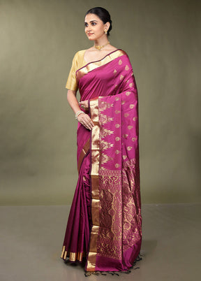 Pink Kanjivaram Silk Saree With Blouse Piece