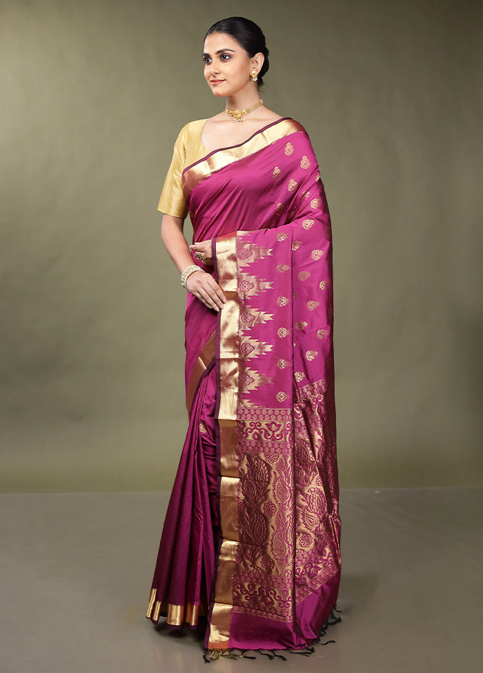 Pink Kanjivaram Silk Saree With Blouse Piece