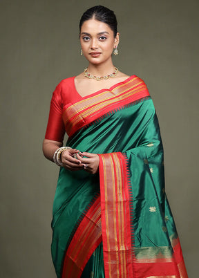 Green Kanjivaram Silk Saree With Blouse Piece