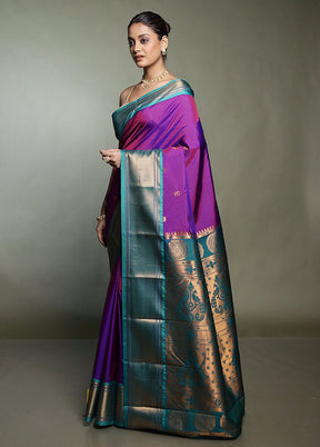 Pink Kanjivaram Silk Saree With Blouse Piece