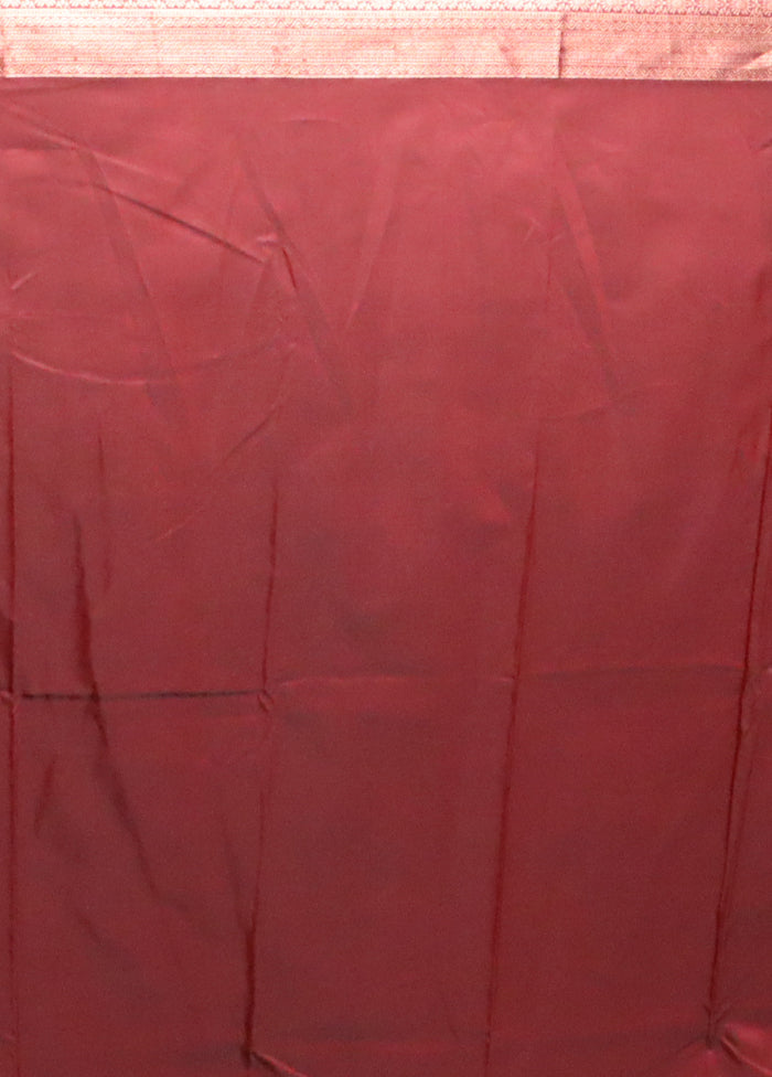 Maroon Kanjivaram Silk Saree With Blouse Piece