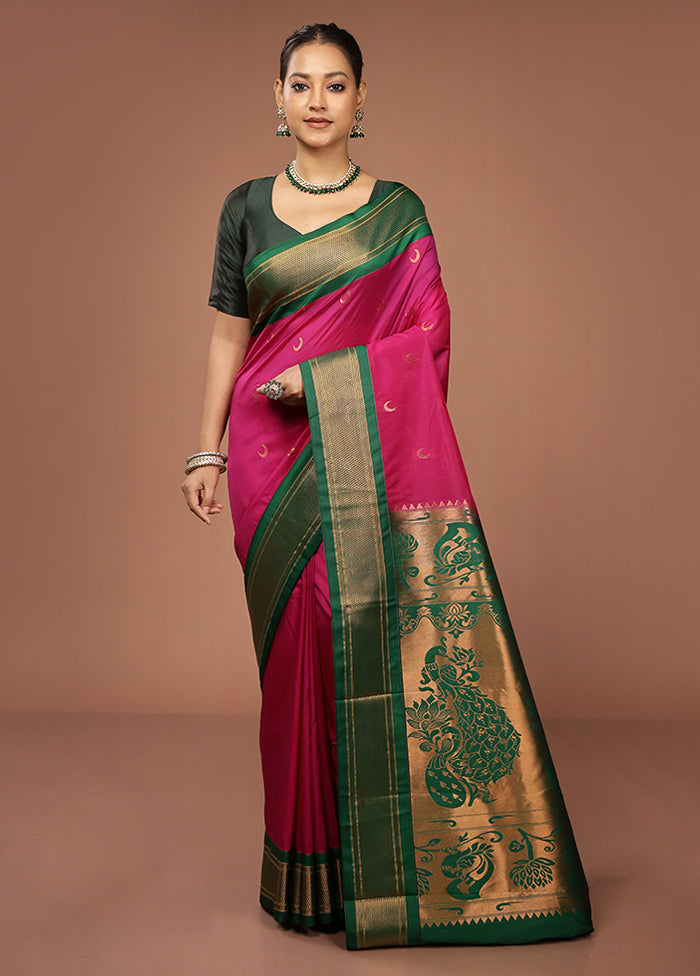 Pink Kanjivaram Silk Saree With Blouse Piece