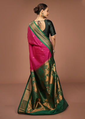 Pink Kanjivaram Silk Saree With Blouse Piece